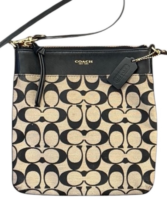 Coach Handbags - Coach Signature Monogram Crossbody Bag Black Tan Jacquard Canvas Leather Hangtag